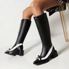 Block Heel Pointed Bow Tall Boots