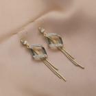 Faux Pearl Rhinestone Fringed Earring 1 Pair - Silver Rhinestone - Gold - One Size