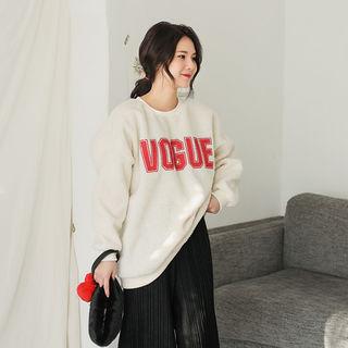 Lettering Sherpa-fleece Oversized Sweatshirt