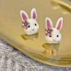 Rabbit Glaze Earring Stud Earring - 1 Pair - S925 Silver Stud - White - One Size