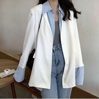 Mock Two-piece Two-tone Blazer