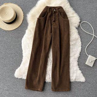 High-waist Shift Wide-leg Corduroy Pants