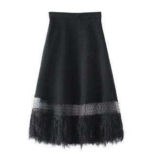Fringe A-line Midi Skirt