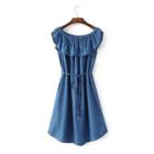 Short-sleeve Off Shoulder Denim Dress