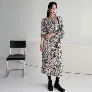 Tie-back Leopard Dress