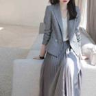 Set: Pinstriped Blazer + Midi Accordion Pleat Skirt