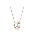 Fashion Simple Plated Rose Gold 316l Stainless Steel Roman Numeral Geometric Openwork Round Necklace With Cubic Zircon Rose Gold - One Size