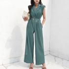 Sleeveless Collar Wide Leg Jumpsuit