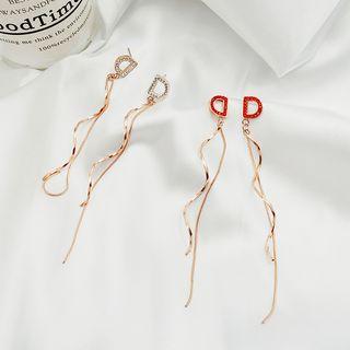 Stainless Steel Letter D Fringed Earring