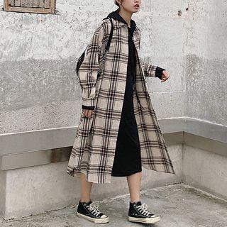 Plaid Loose-fit Long Jacket
