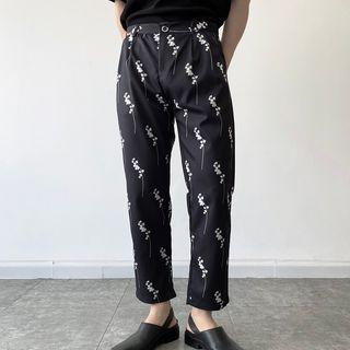 Print Straight Leg Cropped Pants