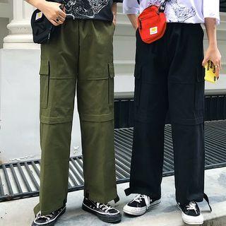 Adhesive Strap Cuff Cargo Pants