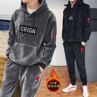 Set: Print Long-sleeve Hoodie + Sweatpants + Vest