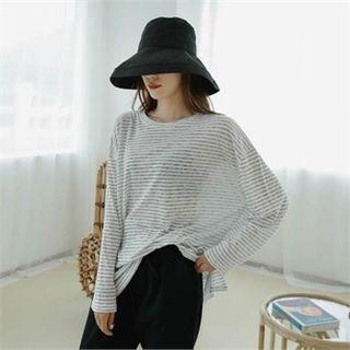 Stripe Slit-hem T-shirt