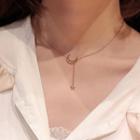 Stainless Steel Moon & Star Pendant Choker Rose Gold - One Size