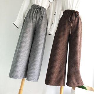 Drawstring Wide-leg Knit Pants