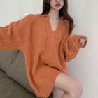 Collar Cable-knit Oversized Sweater