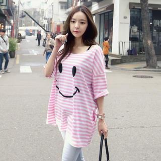 Elbow-sleeve Stripe T-shirt
