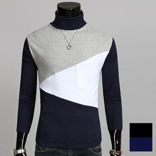 Turtle-neck Color-block Top