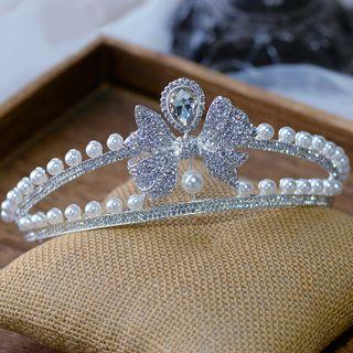 Wedding Rhinestone Bow Crown 1 Pc - Silver - One Size