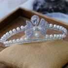 Wedding Rhinestone Bow Crown 1 Pc - Silver - One Size