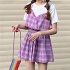 Plaid Camisole / Mini Plaid A-line Skirt / Short-sleeve Top / Long-sleeve Top / Set