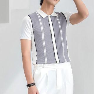 Short-sleeve Striped Knit Shirt