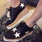 Star Print Platform Lace-up Shoes