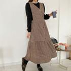 Plus Size Houndstooth Tiered Maxi Vest Dress