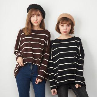 Round Neck Stripe Knit Top