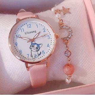 Cat Detail Strap Watch Box Set