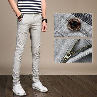 Linen Blend Slim Fit Pants