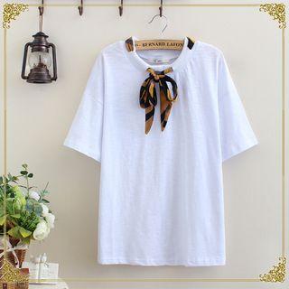 Tie Neck Short Sleeve T-shirt