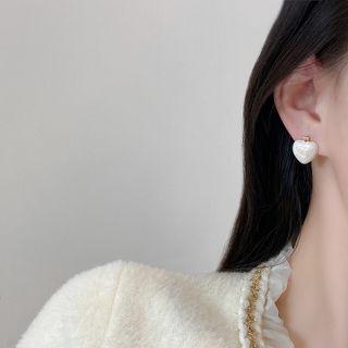 Heart Glaze Alloy Earring E4449 - 1 Pair - White - One Size