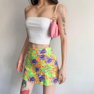 Strapless Top / Floral A-line Skirt