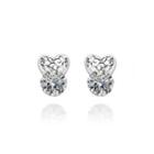 Simple And Elegant Heart-shaped Round Cubic Zircon Stud Earrings Silver - One Size