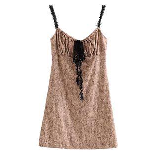 Spaghetti Strap Lace-strap Mini Dress
