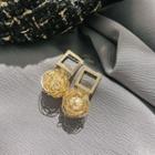 Faux Pearl Geometric Drop Earring 1 Pair - Earring - Silver Pin - Birds Net - Gold - One Size