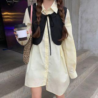 Puff-sleeve Shirtdress / Vest