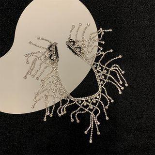 Rhinestone Fringe Headpiece 1pc - Silver - One Size