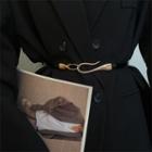 Hook Faux Leather Slim Belt Black - One Size