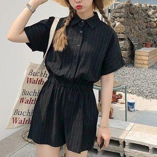 Striped Short-sleeve Playsuit