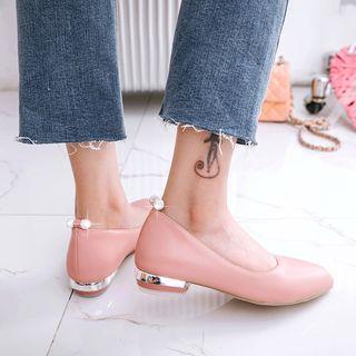 Rhinestone Low Heel Pumps