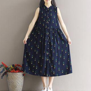 Cactus Print Sleeveless Dress