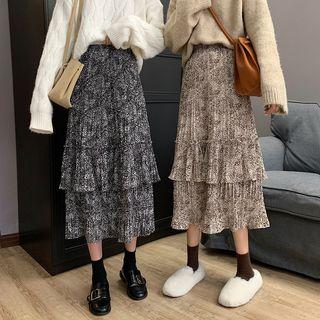 High-waist Layered Pleated Polka Dot Skirt
