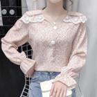 Peter Pan Collar Lace Floral Chiffon Top