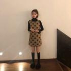 Sleeveless Dotted Mini Dress / Long-sleeve Turtleneck Top