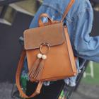 Faux-leather Ring Detail Tassel Backpack