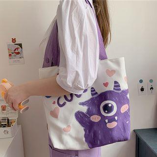 Monster Print Canvas Tote Bag