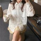 Long-sleeve Perforated Shirt Shirt - White - One Size